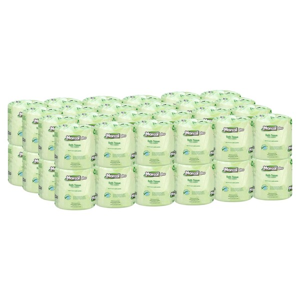 Marcal Pro Toilet Paper 100% Recycled - 2 Ply, White Bath Tissue, 242 Sheets Per Roll - 48 Individually Wrapped Rolls Per Case Green Seal Certified Toilet Paper 03001