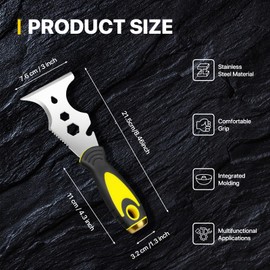 15-in-1 Stainless Steel Painters Tool - Painters Tool, Paint Scraper Tools for Wood with Nylon Brush Paint Scrubbing (3pcs Mixed), Paint Stripper for Paints Roller, Straight Scraper