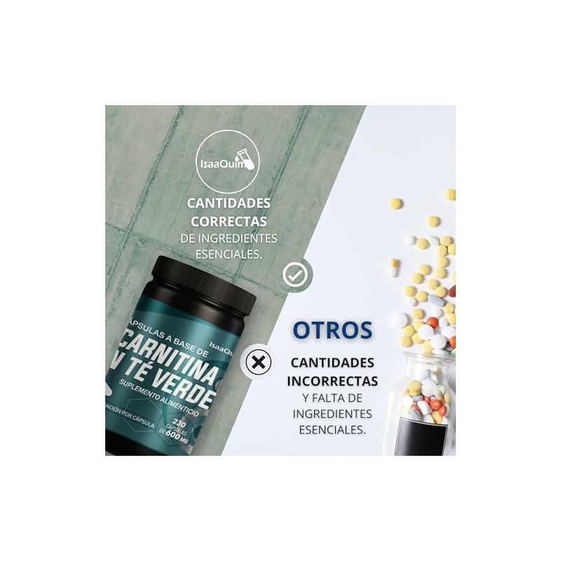 L-Carnitina con Té Verde en Cápsulas 230 Cápsulas de 600