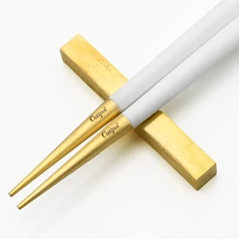 Cutipol GOA White x Gold Chopsticks + Chopsticks Rest Set, Chop Stick, 8.7 inches (22 cm), GO.29 WGB, white