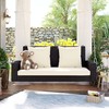 2-Person Wicker Hanging Porch Swing, Outdoor Patio Rattan Bench Loveseat