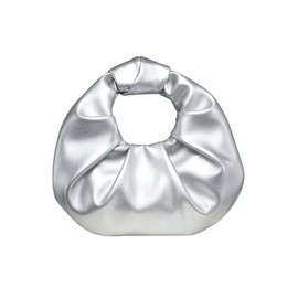 Verdusa Women's Ruched PU Leather Hobo Handbag Clutch Purse Silver One-Size