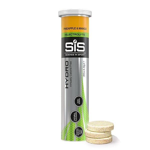 SIS Hydro Electrolyte Tablets, Carbonated Electrolyte Sports Drink Tablets, On-The-Go Low Sugar Electrolytes, Hydrating Effervescent Tablets for Running & Cycling, Pineapple