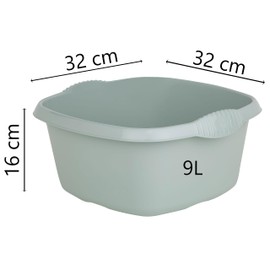 #11 1 x Bowl Green – 9 Litres – 32 x 32 cm – Square – Washing Up Bowl Water Bowl – Food Safe – Plastic Sink