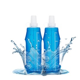 Pack of 2 TPU Soft Flask 500 ml - BPA-Free Foldable Water Bottle - Reusable Water Bottle for Running, Hiking, Cycling, Jogging, Outdoor, Hydration Backpack