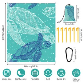 Ainiv Beach Blanket, Large Beach Mat 140 x 200 cm (2-3 People) Foldable, Picnic Blanket Sandproof Waterproof, Beach Accessories Outdoor Blanket with 6 Fixed Nails for Beach, Camping, Hiking, Picnic