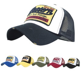 CheChury Cap Summer Half Mesh Hats for Men Women Embroidered Baseball Cap Casual Hats Hip Hop Trucker Caps Washed Cap,One Size,Navy