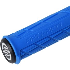 FIFTY-FIFTY MTB Grips, Bicycle Grips Made of Non-Slip Rubber, Single Lock-on Bicycle Grips / Handlebar Grips MTB for Mountain Bike, Enduro, Downhill, Trail, E-Bike (Blue)