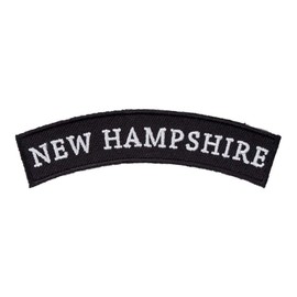 PatchStop New Hampshire State Top Rocker Biker Patches for Vests Motorcycle Jackets Jeans - 4x1.25in Small Iron On USA Travel Souvenir Embroidered Emblem - DIY Sew On Patch to Hats Backpacks Luggage