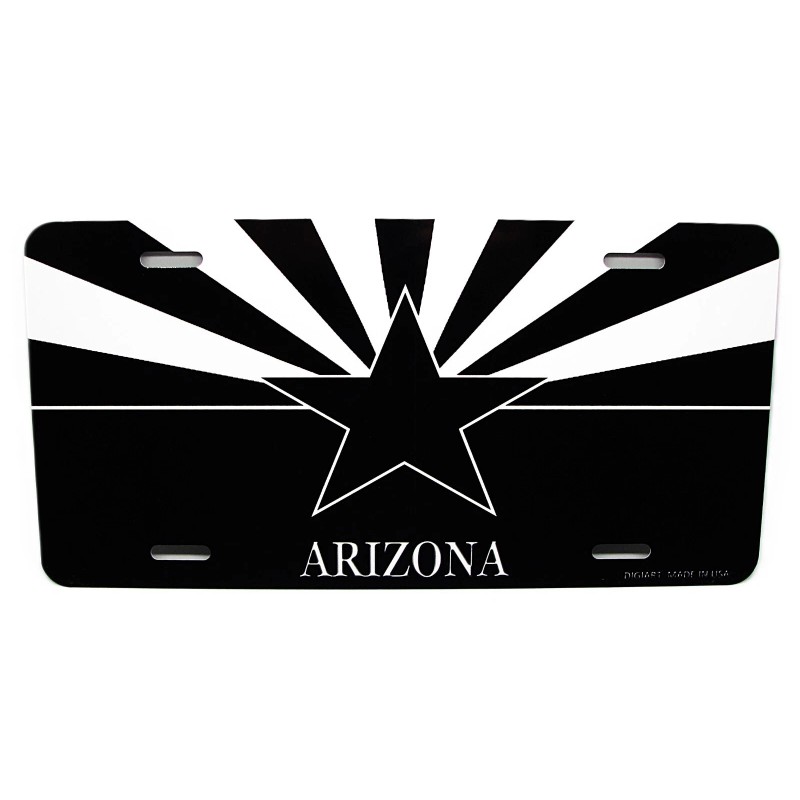 DIGIART INTERNATIONAL ARIZONA STATE FLAG METAL CAR LICENSE PLATE AUTOTAG.BLACK