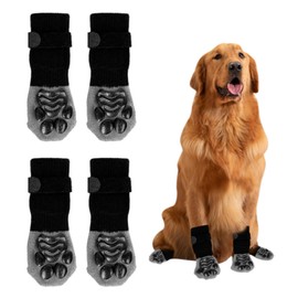 Double Side Anti-Slip Dog Socks,Prevent Scratching Pet Paw Protector,Pet Socks with Adjustable Straps,Anti-Licking and Great for Dog Paw Protection,Non-Slip Dog Boots for Small Medium Large Pupppy(M)