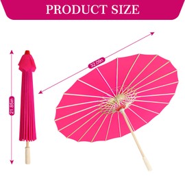 Bestage 33" Hot Pink Silk Cloth Decoration Handmade Parasol Umbrella Chinese Japanese Asian DIY Art Dance Classical Umbrella for Wedding Parties Photography Costumes Cosplay (Hot Pink)