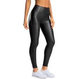 SANTINY Women's Faux Leather Leggings 25''/27''/29''-High Waisted Stretch Leather Pants Pleather Tights for Women（Black03_27M） Black