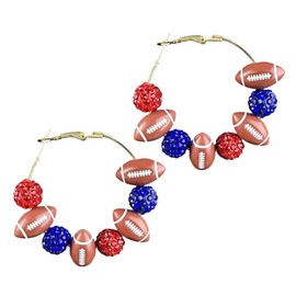 Colorful Football Rhinestone Beaded Sports Lover Earrings for Women Jewelry (A)