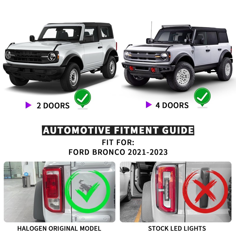OE Halogan Style Tail Light for Ford Bronco 2021-2024,Taillamp w/o