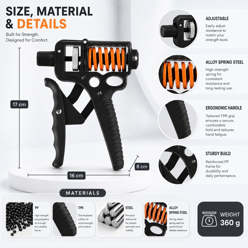 Adjustable Hand Grip Strengthener 5–165 kg – Heavy Resistance Gripper