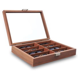 Ticacos Sunglass Organizer, Sunglasses Organizer with 8 Slots, Sunglasses Display Organizer for Women Men, Sunglasses Case Multiple Pairs, Wood Display Case Storage Box