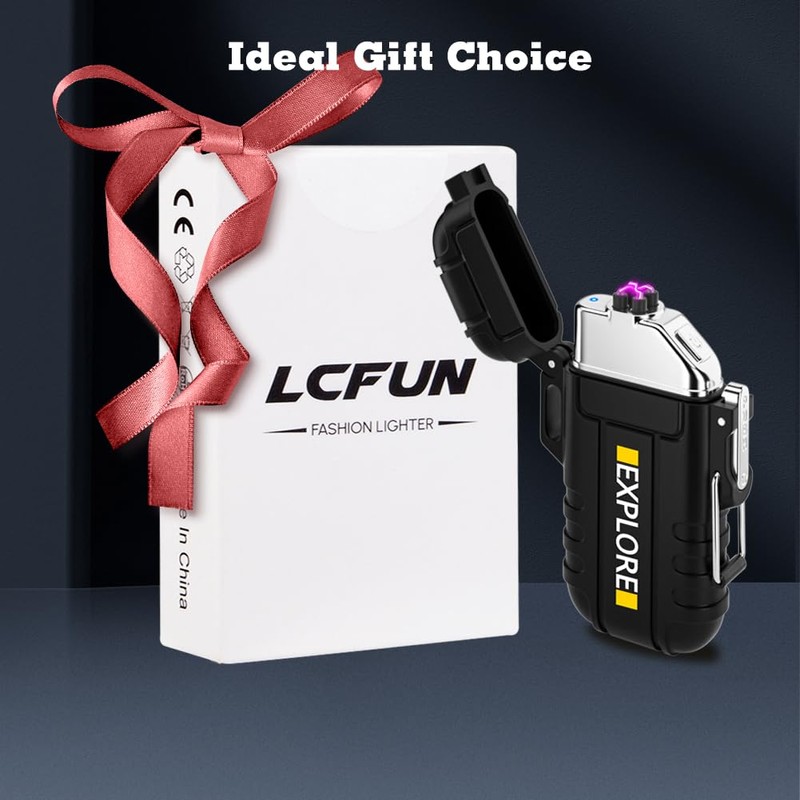LcFun Electric Plasma Lighter - Windproof, Waterproof, USB Rechargeable with