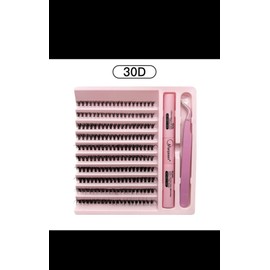 Premium Eyelash Extension Kit, 30D/40D Volume Lashes with Bond and Seal Tweezer Set, Pink