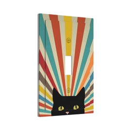 JDAKHD Boho Vintage Retro Rainbow Light Switch Cover Plate Cute Cat 1 Gang Decorative Wall Plate Colorful Abstract Single Toggle Outlet Switch Faceplate Cover Bathroom Bedroom Kitchen Decor