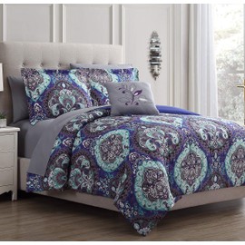 Modern Threads 8 Piece Printed Reversible Complete Bed Set Cathedral Full