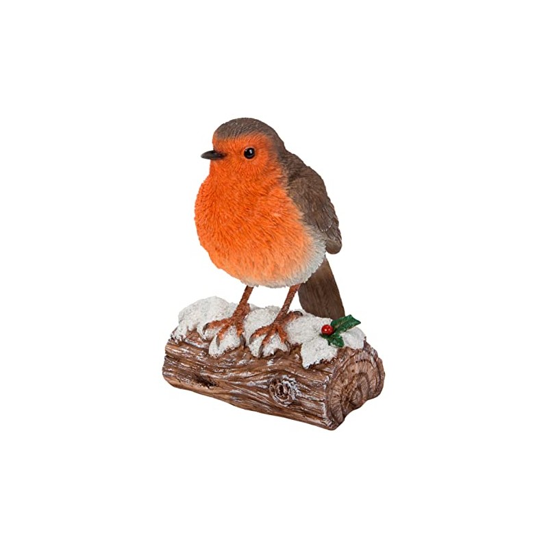 Vivid Arts - Real Life Robin Perched on Christmas Log