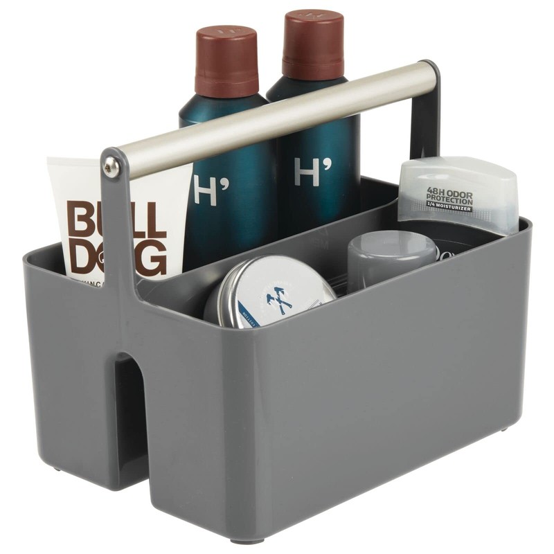 mDesign Plastic Shower Caddy Storage Organizer Utility Tote, Divided Basket