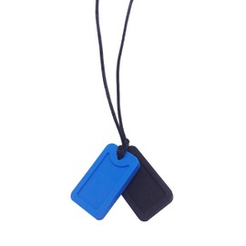 Sensory Oojamabobs - Dog Tags Pendant chew Necklace - Autism - Black Mix 'N' Match! (Black & Blue)