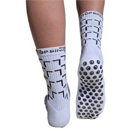 TOP BINZ Grip Soccer Socks Anti Slip Non Slip Mens and Womens Athletic Socks for Soccer Futbol Footbal Basketball, 2 Pair (US, Alpha, Small, 2, White)