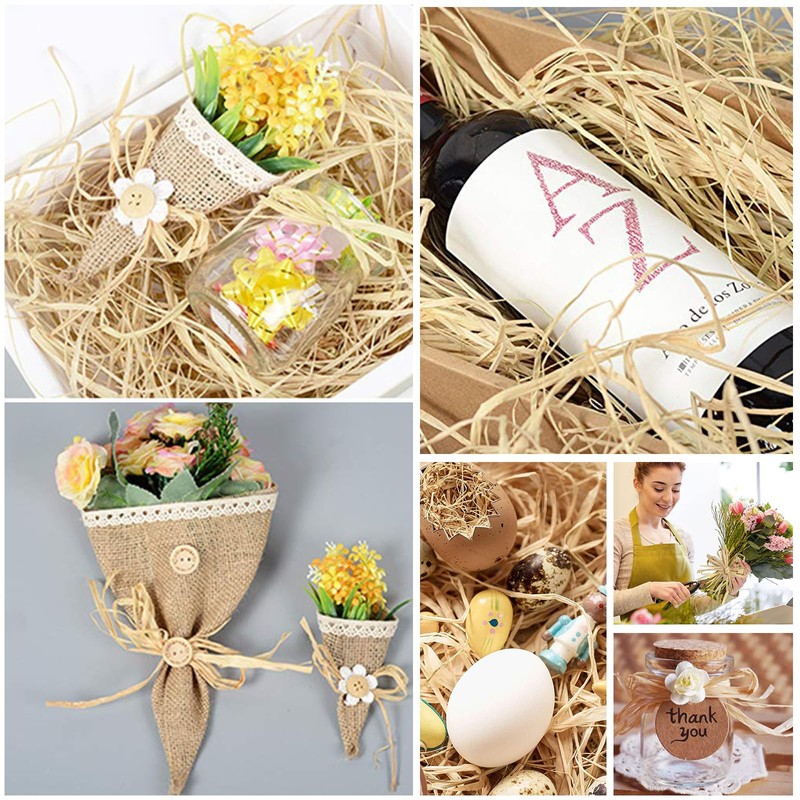 WORUIB 3 Bundles Brown Raffia Straw For Gift Wrapping, DIY