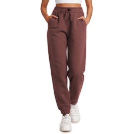 CRZ YOGA Cotton Fleece Lined Sweatpants Women High Waisted Warm Casual Lounge Jogger Pants with Pockets Taupe Medium
