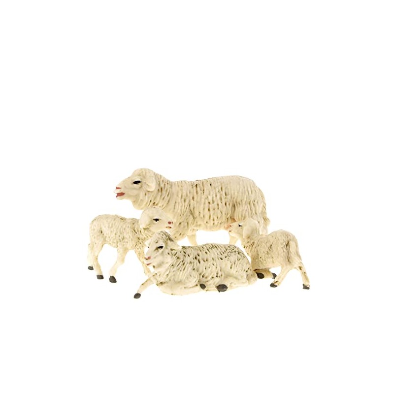 Mutterschaf mit 3 Lämmern, zu 12cm Fig. (Kunststoff) - Made