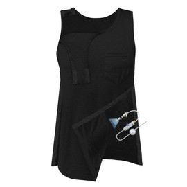 Mastectomy Recovery Tank Top with Drain Pockets Unisex Post Shoulder Surgery Shirts Full Snap Rotator Cuff Recovery Clothing, Black, X-Large