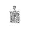 LA BLINGZ 10K White Gold Filigree Alphabet Initial Letter B