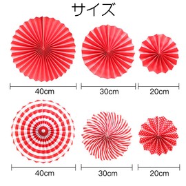 LIANHATA Paper Fans Set of 6 Party Decorations, 3 Sizes Combination Fan for Decoration, Anniversary, Valentine, Wedding, Celebration, Room Decoration(Red)