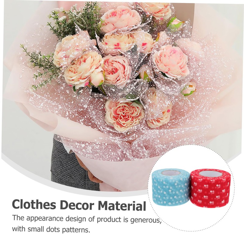 IWOWHERO 2 Rolls Dots Pattern Net Yarn Decorative Mesh Roll