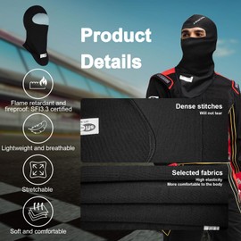 Geek Home Racing Mask,Face Mask for Men and Women Motorcycle Gear with Breathable Racing Fire Hood SFI3.3(Black)