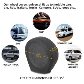 VINPATIO RV Tire Covers 4 Pack, Waterproof Thickening Leather Tire Cover for RV Wheel Trailer Camper, Universal Fits Tire Diameters 33-35 inches, Black