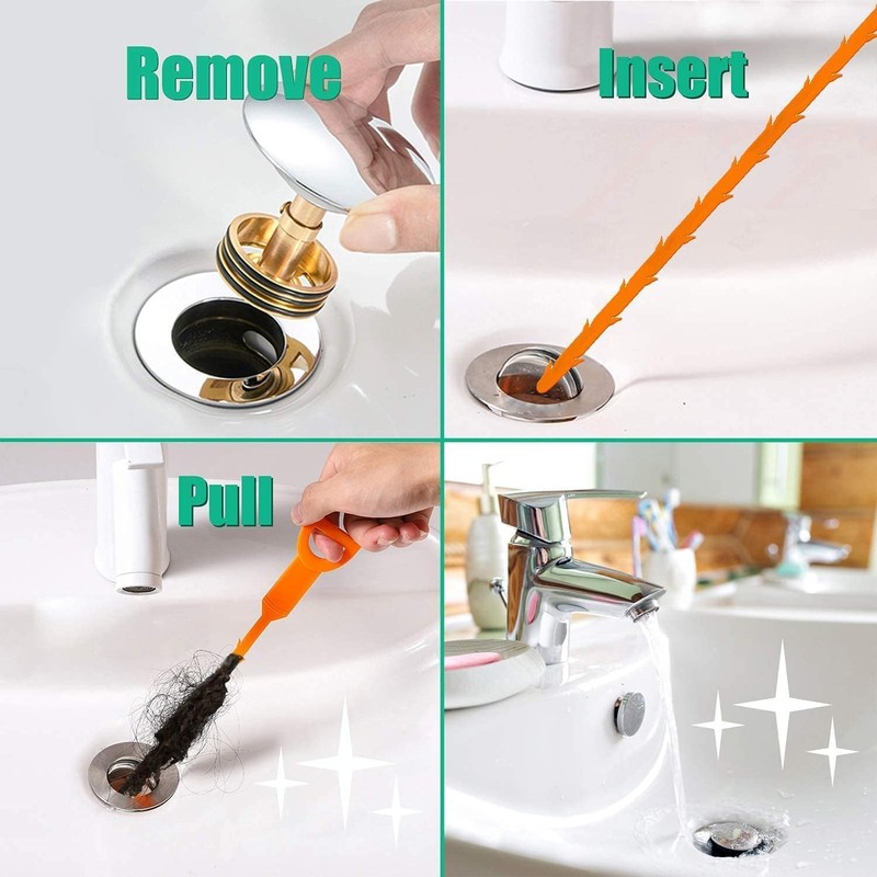 SHUOGUO 12 Pack 19.6-Inch Drain Clog Remover - Flexible Drain