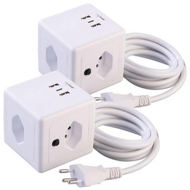 revolt Switzerland Socket Cubes: Set of 2 4-Way Socket Cube with USB-C PD 20 W & 2 x USB-A with QC (Power Strip Space-Saving, Socket Cube USB)