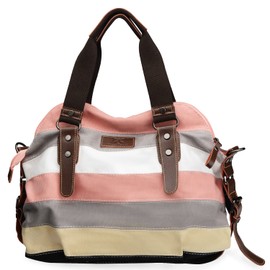 SNUG STAR Women's Handbag, Canvas Bag, Women's Bag, Multi-Colour Striped Shoulder Bag, Women's Large School Bag, Canvas Shopper Bag, Mother's Day Gift, Hobo Bag, d style