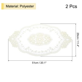 QUARKZMAN Pack of 2 Retro Lace Place Mats 51 x 29 cm Oval Embroidered Placemats French Crochet Doilies Coasters Cup Mat for Home Wedding Yellow