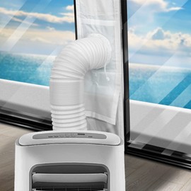 Loviga Universal Sliding Door Seal Kit for Portable Air Conditioner and Dryer, 100% Sealing Dual Hose Support AC Door Vent Kit, 10x75~91 Inch Length Adjustable for Mobile A/C