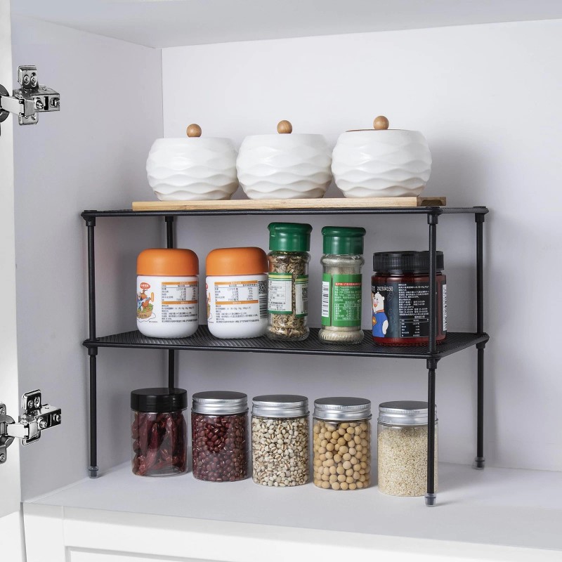 Astotsell 2-Pack Kitchen Cupboard Shelf Organizer for Cabinet Expandable &