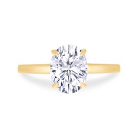 SAVEARTH DIAMONDS 2 1/2 Carat 8X10 MM Oval Cut Lab Created Moissanite Diamond Solitaire Engagement Ring For Women In 14k Yellow Gold Plated 925 Sterling Silver (Clarity : VVS1, 2.50Ct)-5.5