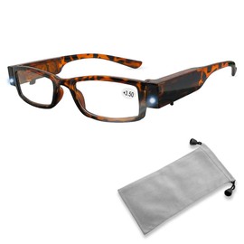 DuanMei Led Readers for Men and Women Magnifying Glasses with Light Reading Glasses With Light Led Magnifier Eyeglasses Nighttime Reader Compact Full Frame Eyewear Unisex Lighted Eye Glasses,+3.5