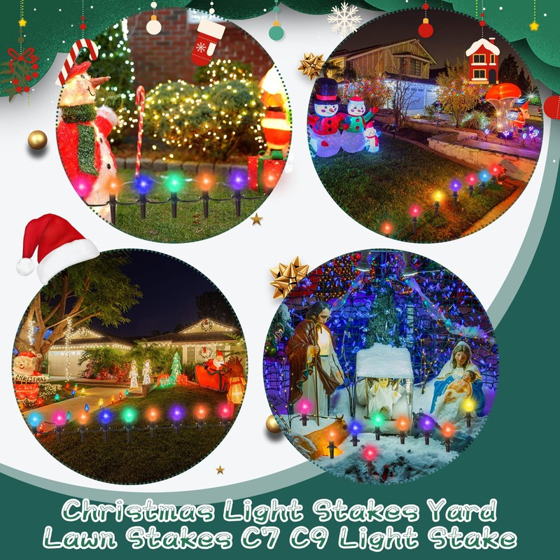 Jetec 200 Pieces Christmas Light Stakes Universal Yard Lawn Holiday