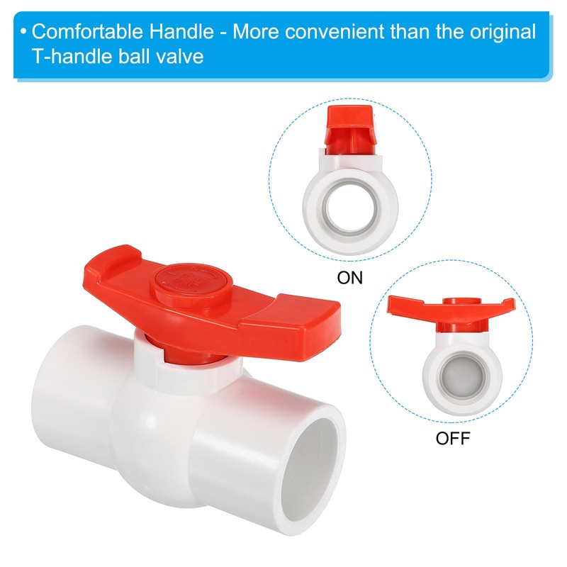 PATIKIL 32mm Inner Diameter Ball Valves 2pcs PVC Socket Shut-off