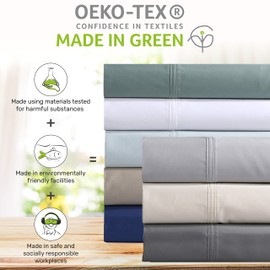 600 Thread Count Best Sheets 100% Cotton Sheets - Sage Green Extra Long-staple Cotton Queen Sheet For Bed, Fits Mattress 16'' Deep Pocket, Breathable & Silky Sateen Weave 4 Piece Sheets Set