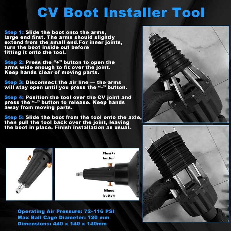 WODHMIEY Pneumatic CV Joint Boot Expander Tool Kit,Expander Rod Spreader